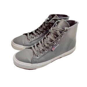 Superga Mens 7 Women's 8.5 Grey Leather High Top Lace Up Sneakers